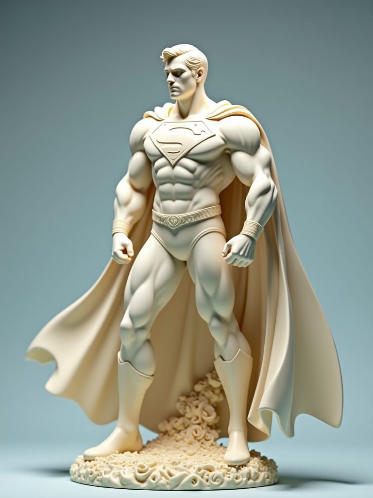 Hyperdetailed White Chocolate Superman Statue