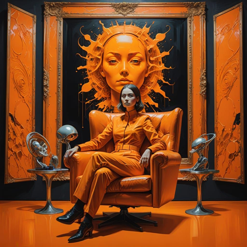Abstract Surreal Woman in Orange Digital Art
