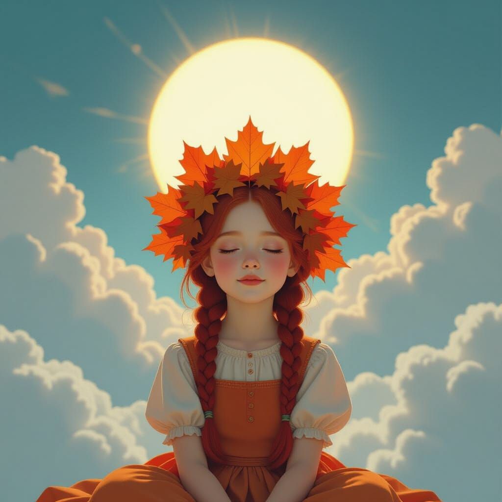 Joyful Girl in Autumnal Dreamscape