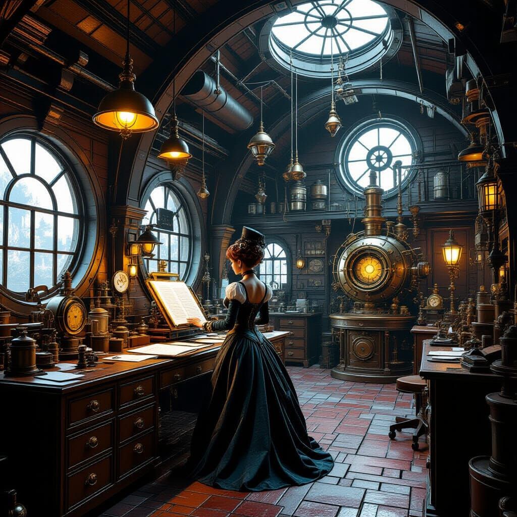 Senora Isabela in Steampunk Inventor's Workshop