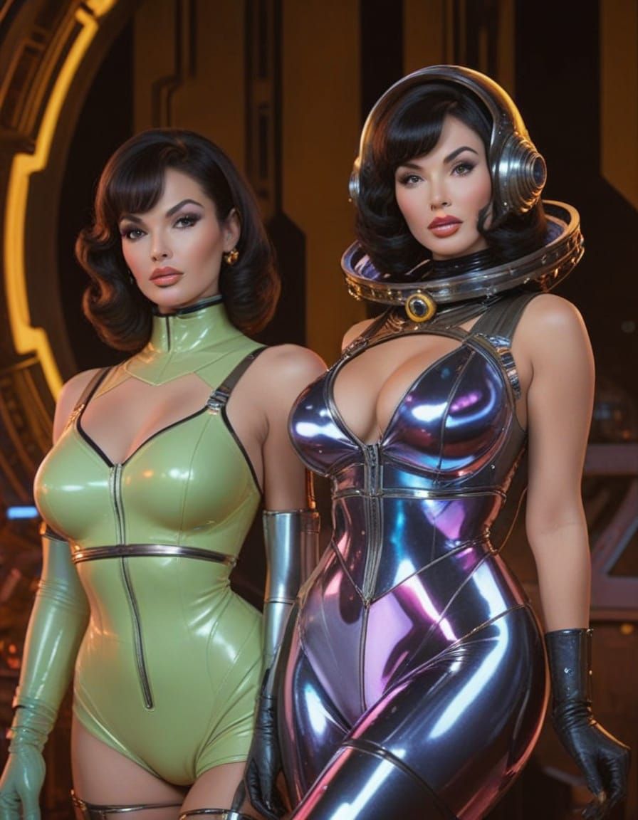 Retro Futuristic Space Vixen in Art Deco Inspired Space Suit...
