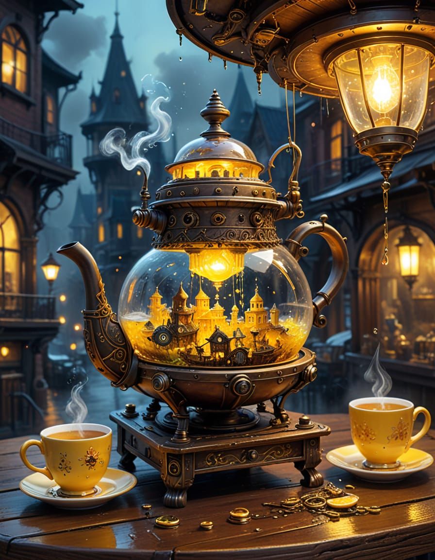 Magical Gravity-Defying Feast in Steampunk City