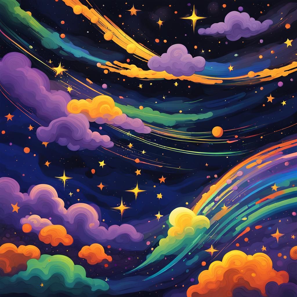 Vibrant Shooting Star in Abstract Expressionism Style