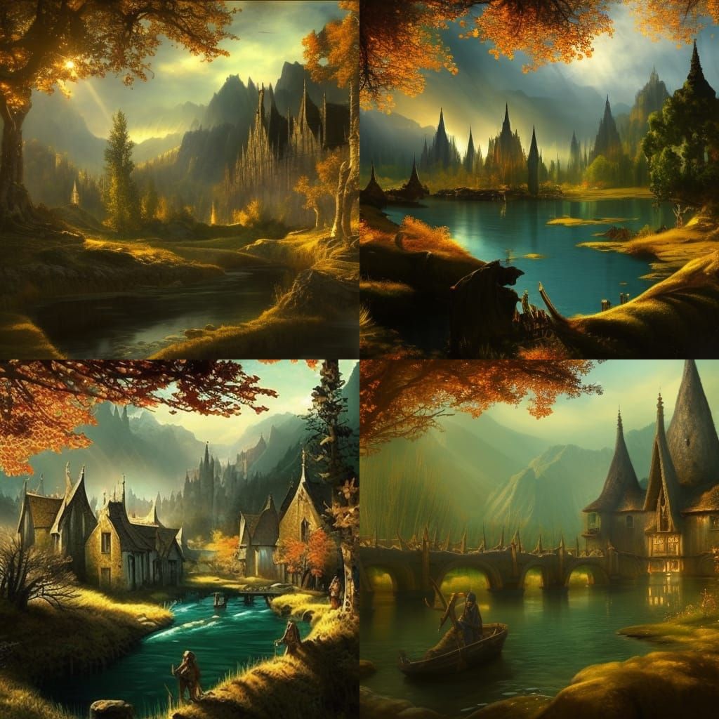 Elven Village in Golden Aspen Forest