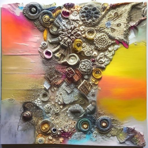 Intricate Encaustic Painting of Light and Laughter