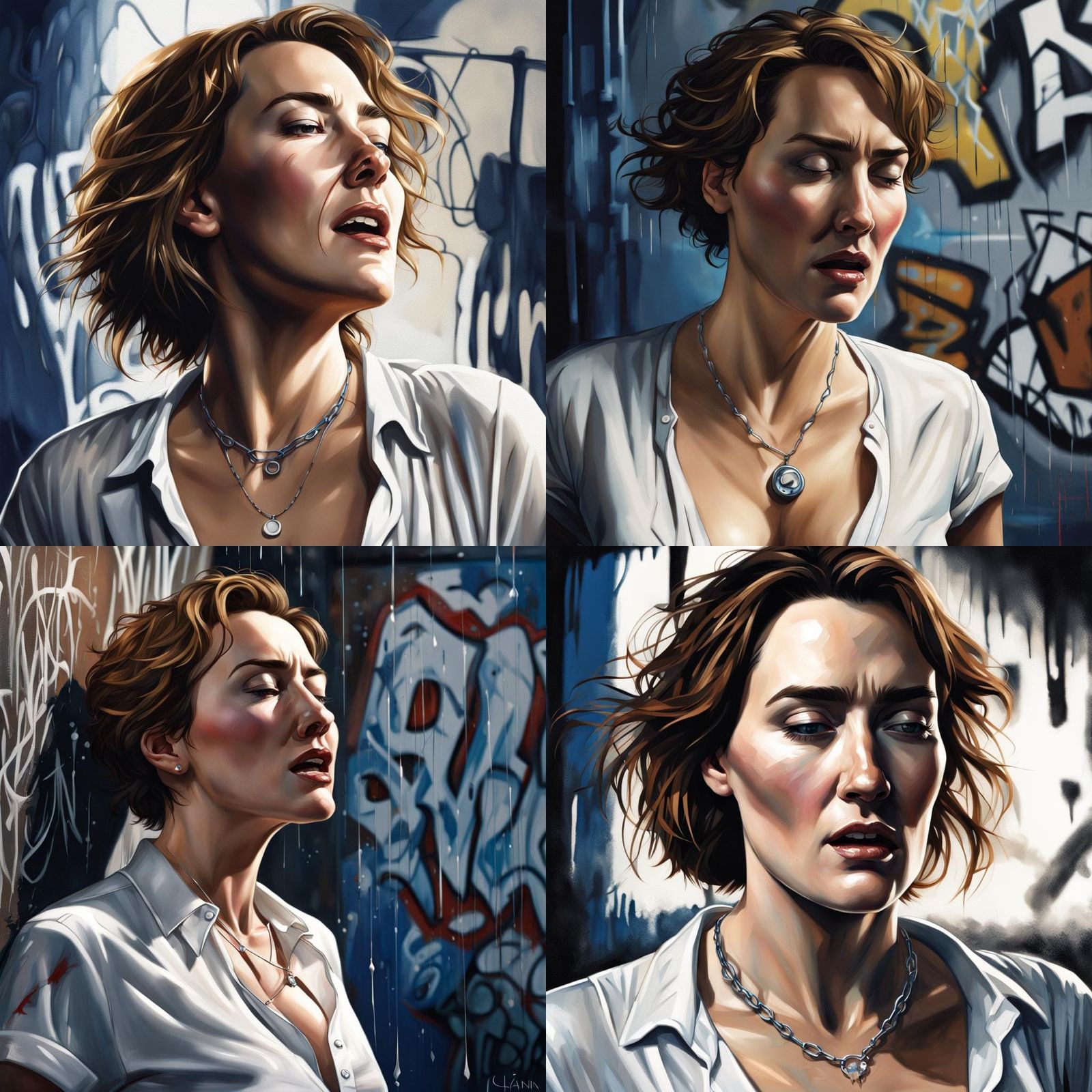 Hyperrealistic Kate Winslet Portrait in the Dark