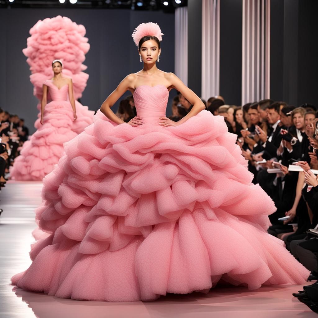 Light Pink Wide Evening Gown Realistic & Creative Wide. Redo...