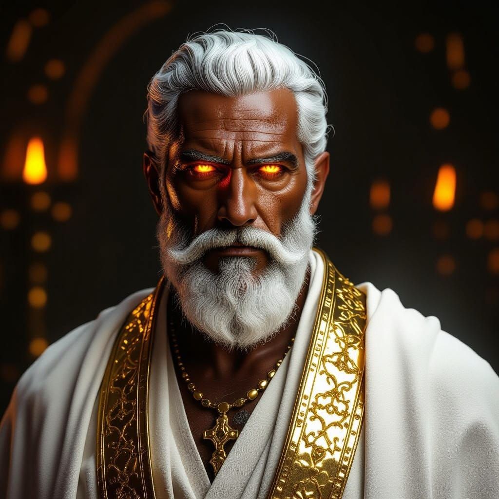 Majestic God with Dark Polished Bronze Skin and Golden Robe