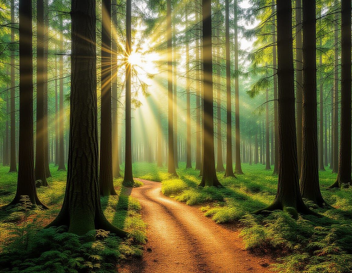 Sunlit Forest Scene