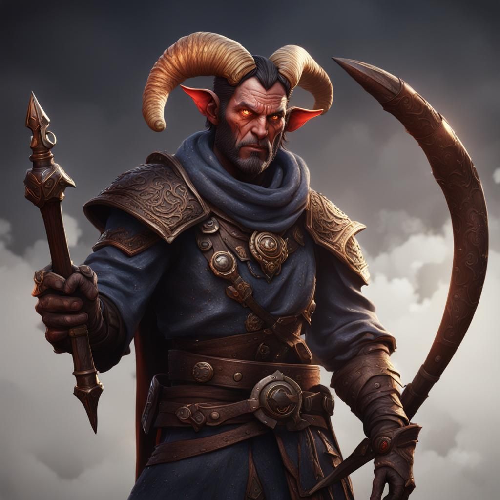 Detailed Tiefling Portrait in Fantasy Concept Art
