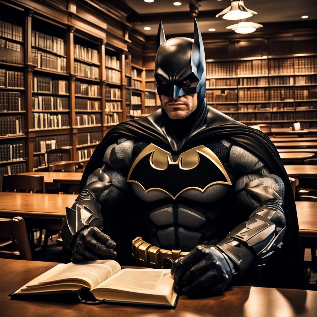 Batman Reading in Library: Professional Portrait