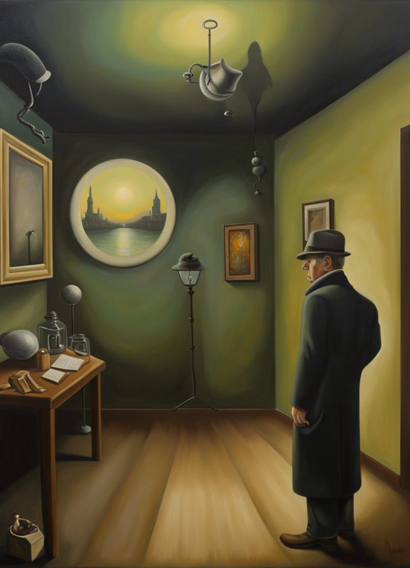 Surreal Detective in Oil on Canvas