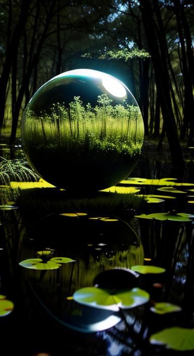 Sphere in a Murky Swamp: AI Rendering
