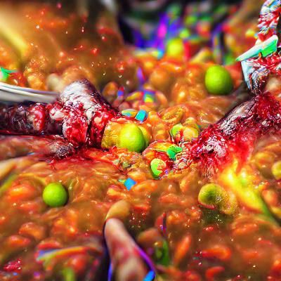 Surreal Skittles Explosion from Wound in HDR