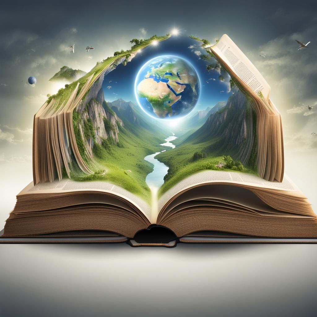 Open Book Reveals World: Detailed Matte Painting