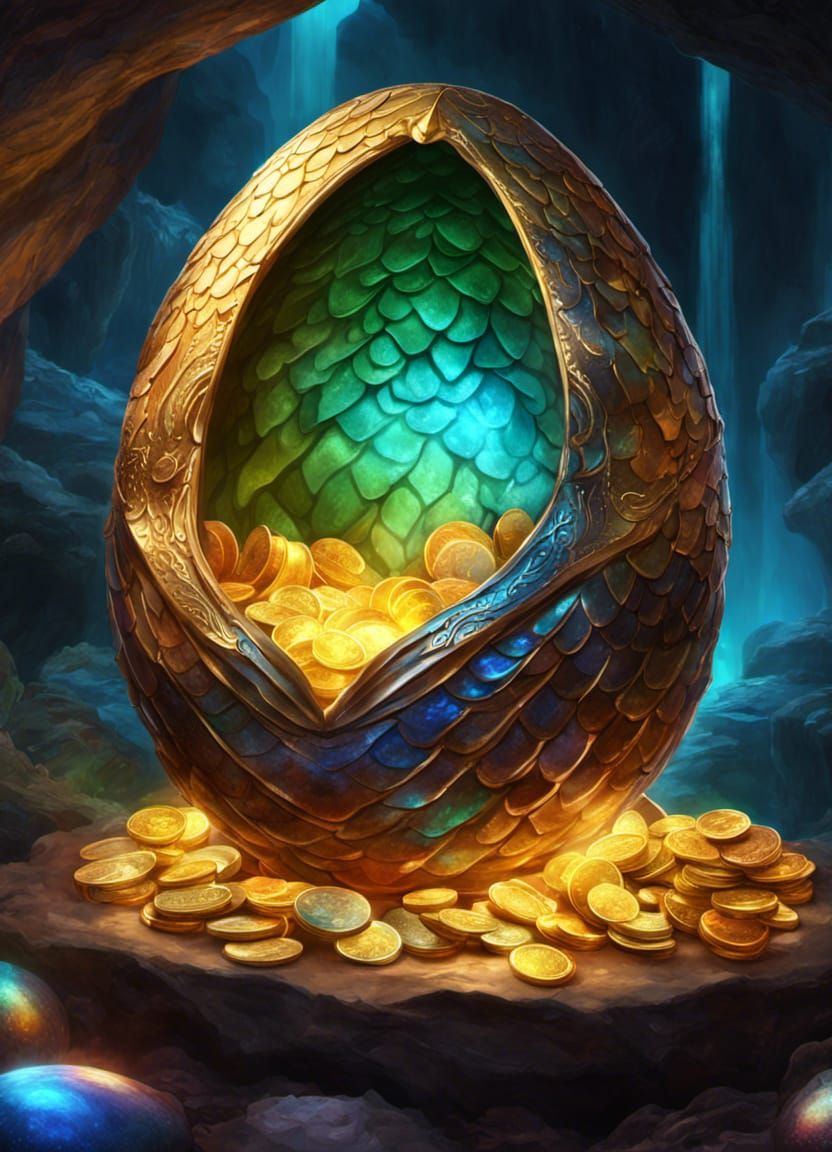 Bioluminescent Dragon Egg on Treasure Pile