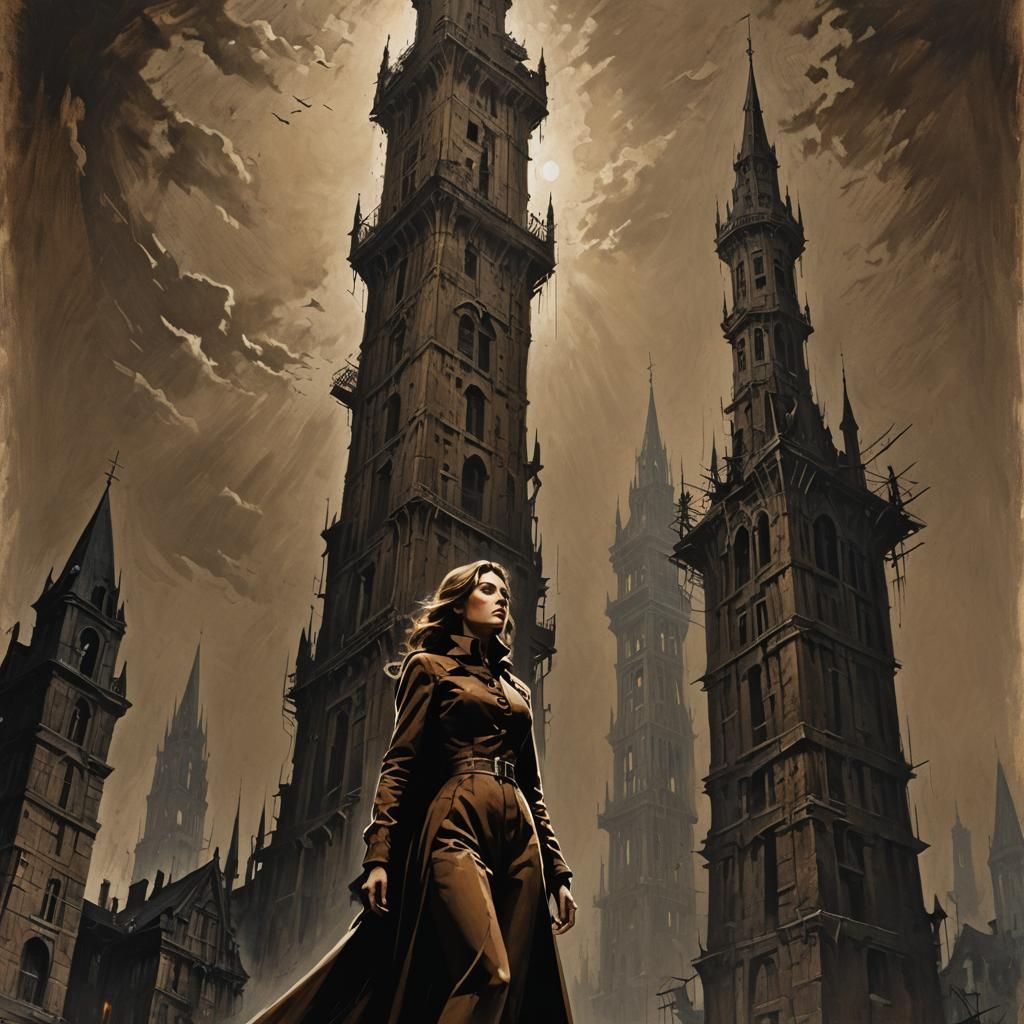 Retrofuturistic Constructivist Poster of Mysterious Woman