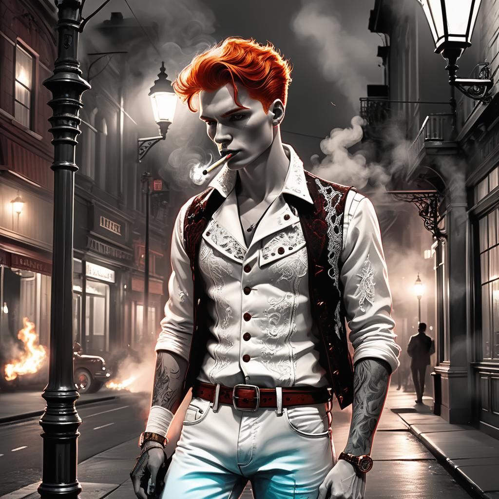 1950s Redhead in Pen and Ink Sketch