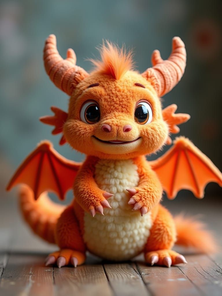 Adorable Fluffy Baby Dragon Plush Toy