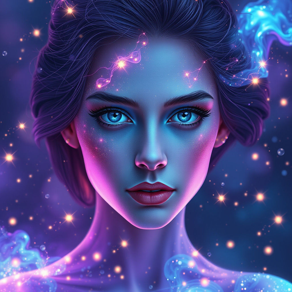 Ethereal Nebula Woman Portrait in Fantasy Art Style