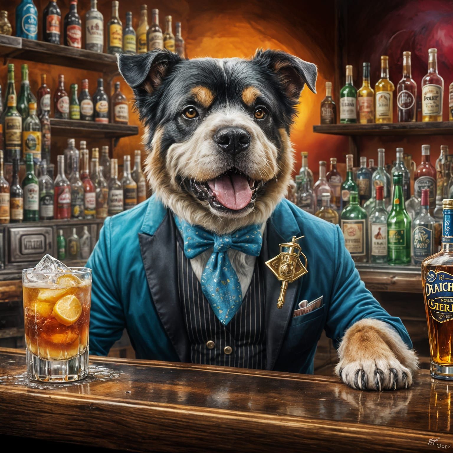 Corso Dog Bartender Serves Canine Customers