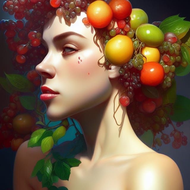 Fruit Portrait in Digital Art Style
