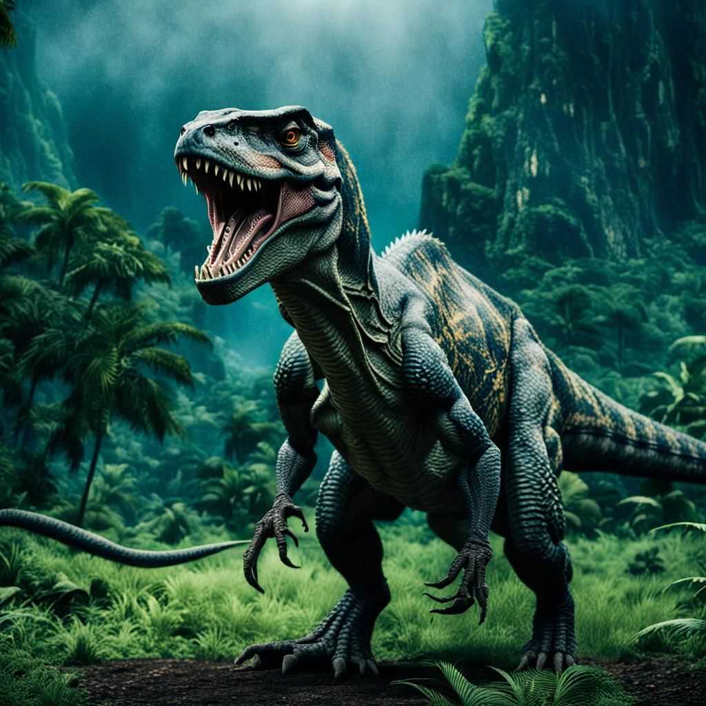 Dramatic Jurassic World Cinematic Film Still