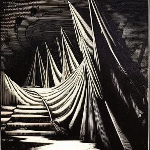 Horrific Chiaroscuro Scene Inspired by Surrealism