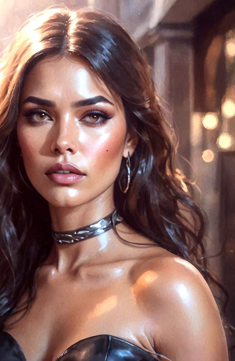 Beautiful Latina Woman in Watercolor Sketch Art