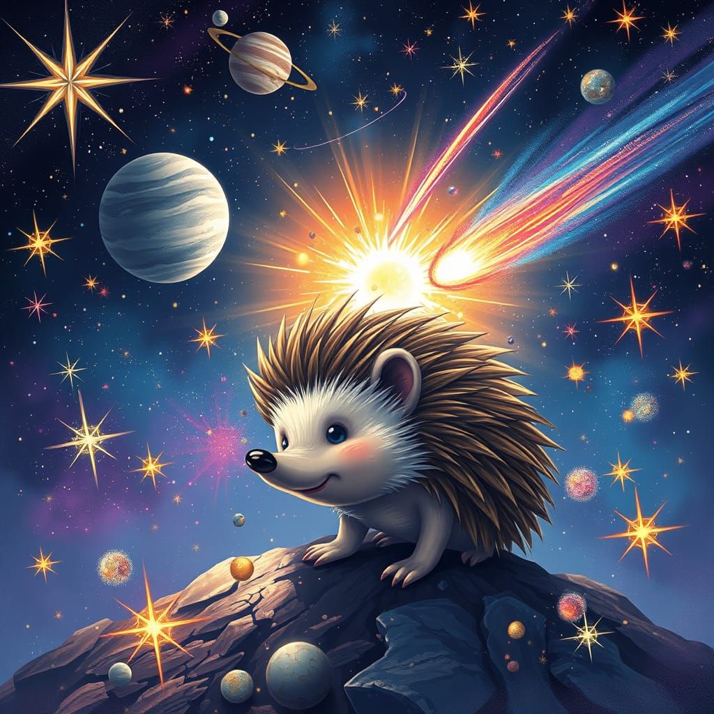 stars.planets. galxacy. supernova. comet. stardust. cosmic. hedgehog