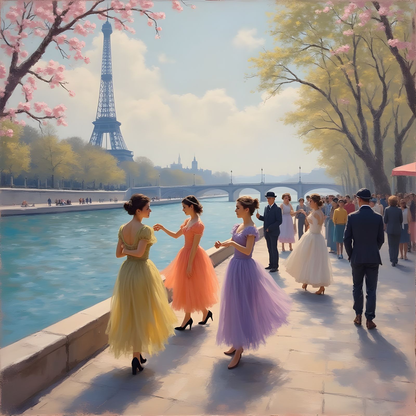 Parisian Dance: An Impressionistic Pastel Painting