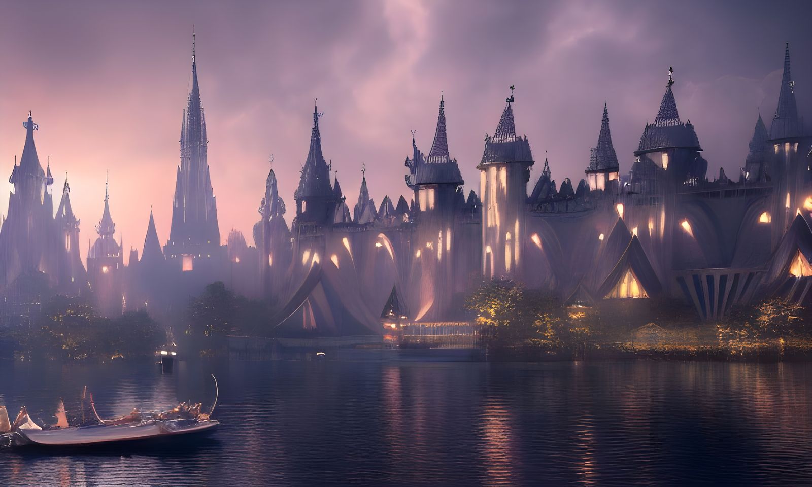 Lake City Reflection in Photorealistic Digital Matte Paintin...