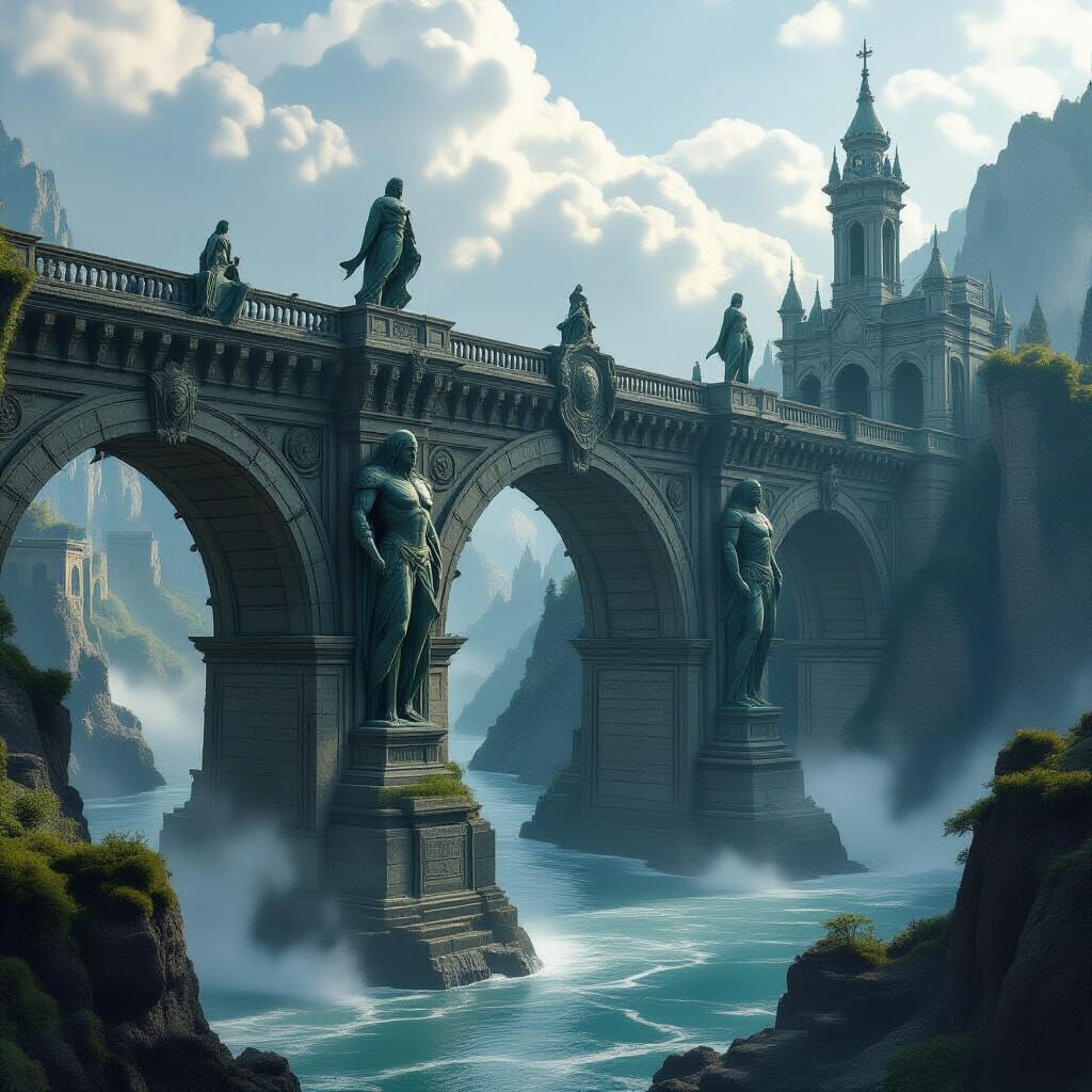 Monumental Stone Bridge with Heroic Giants