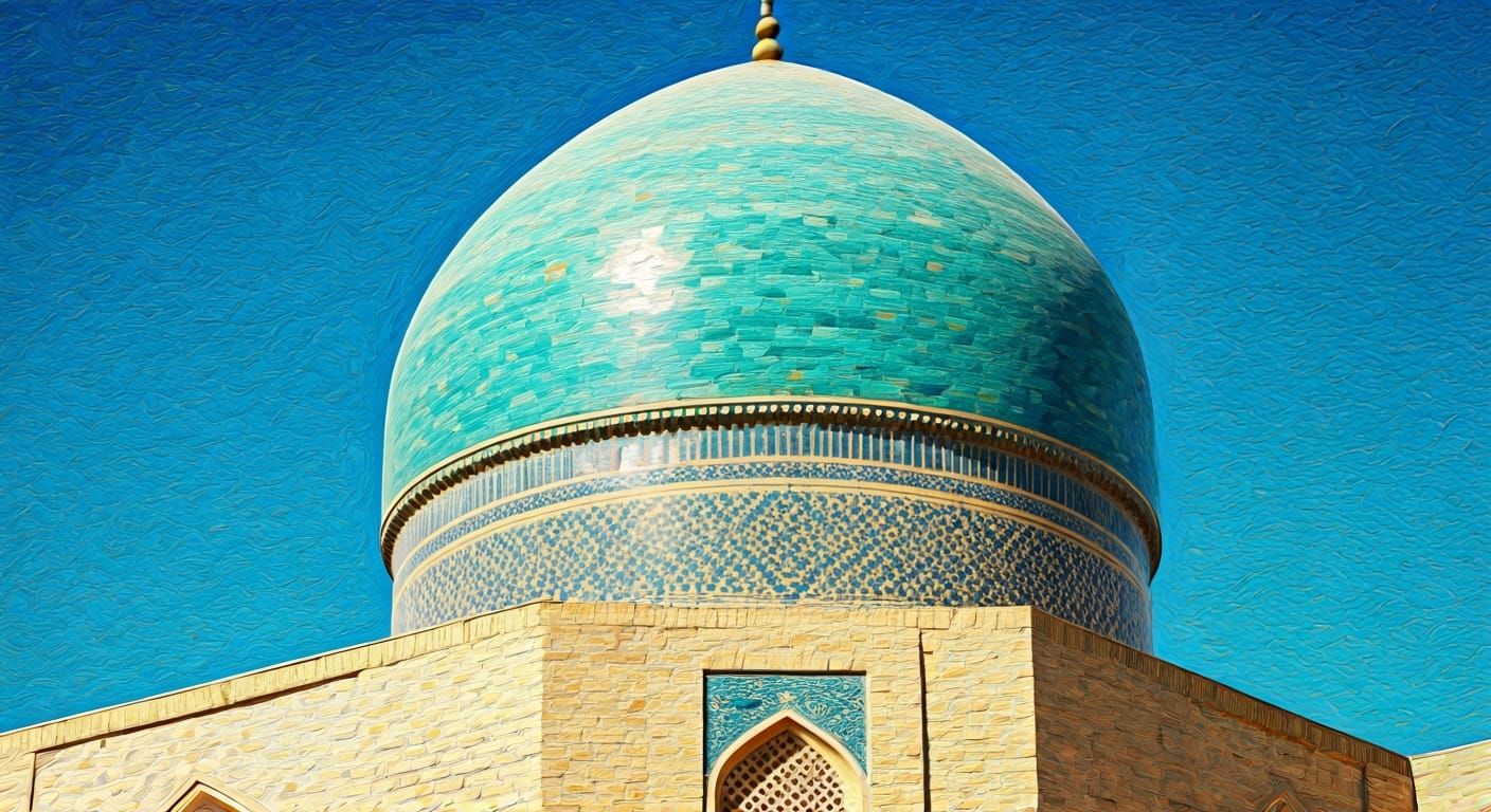Po-i-Kalyan Mosque Dome in Expressionist Oil Painting