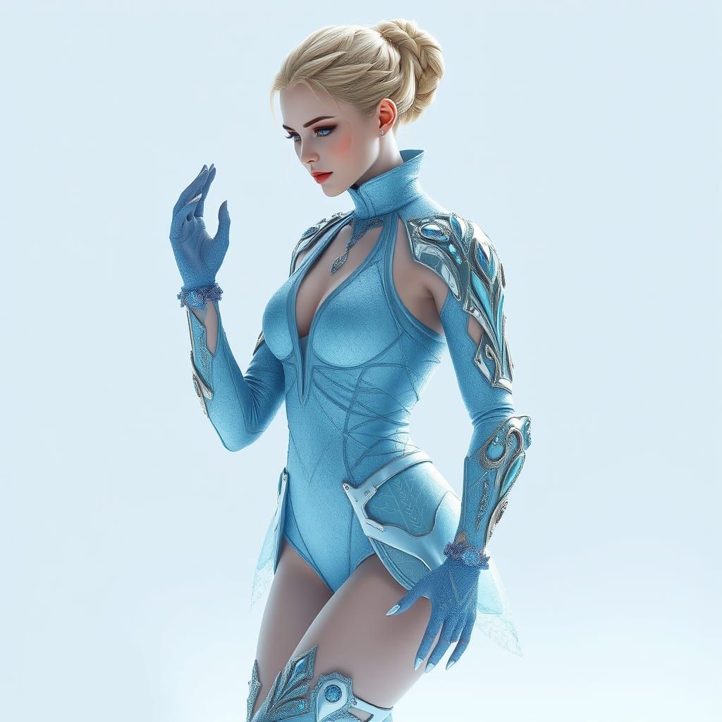 Futuristic Woman with Molten Glass Armor in Digital Art Styl...