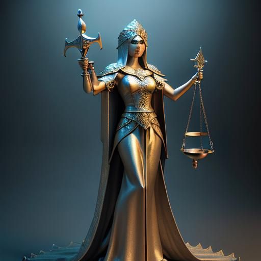 Hyperrealistic Lady Justice with Scales