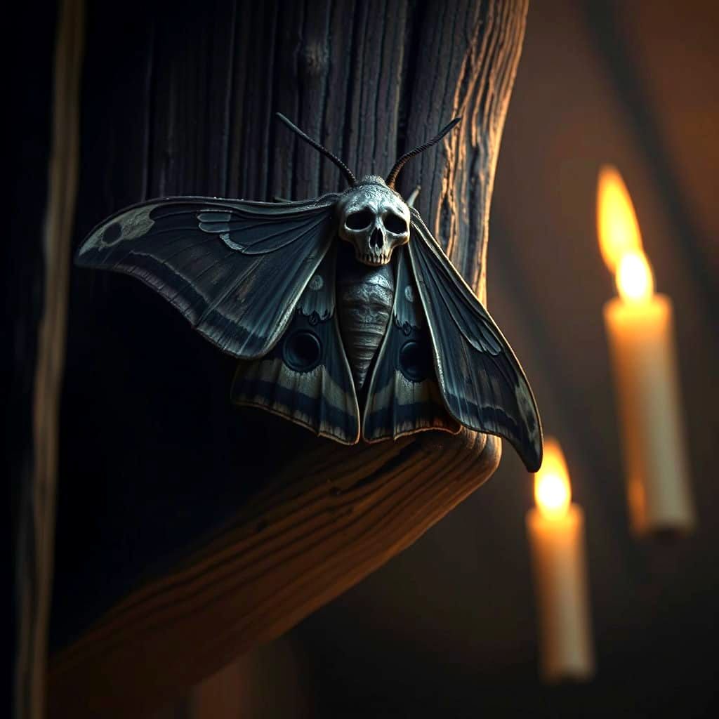 Majestic Death Head Moth in Ethereal Glow