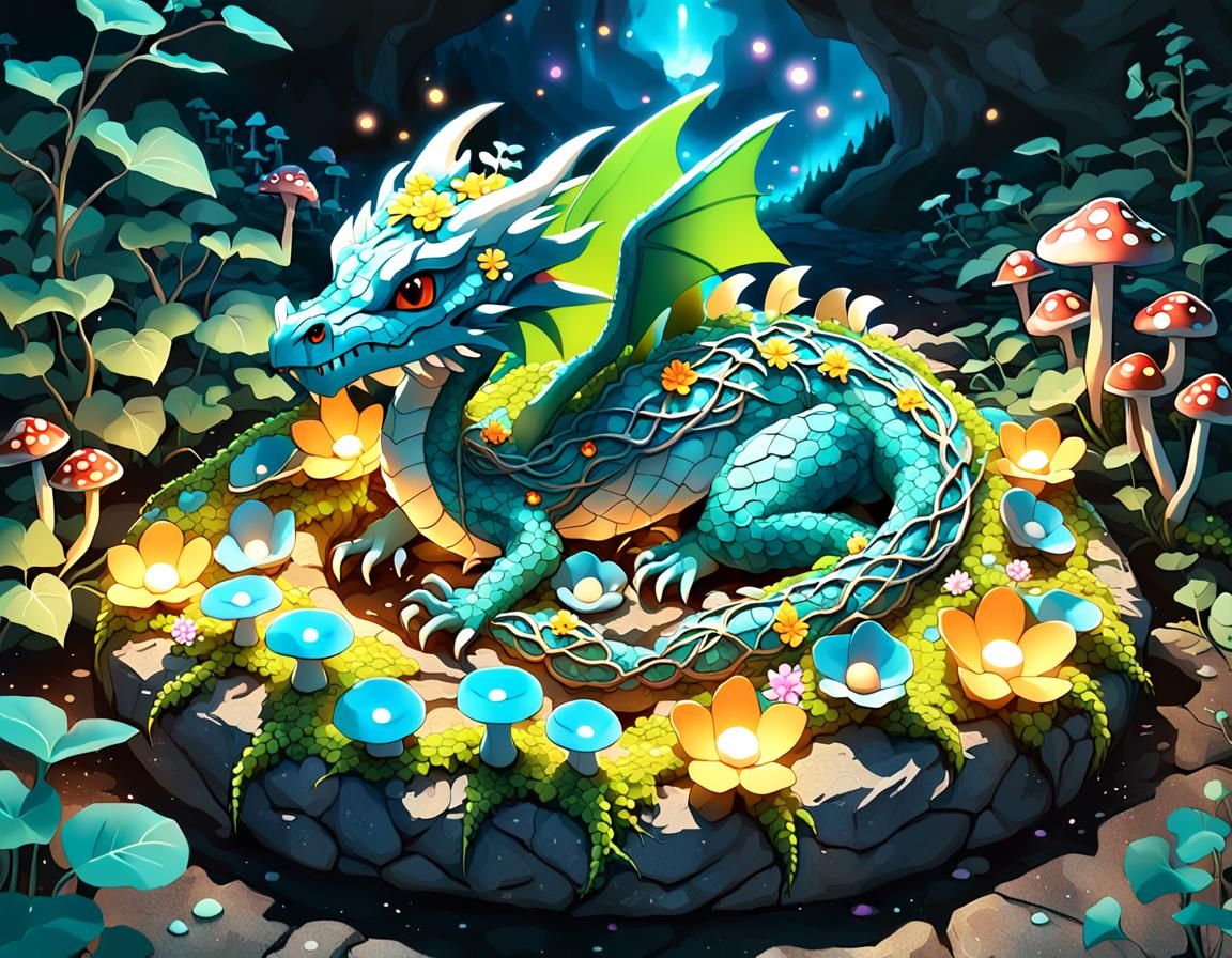 Vibrant 3D Anime Dragon in Revitalized Landscape