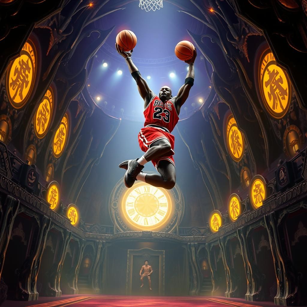 Michael Jordan Dunks in Eerie Gothic Arena