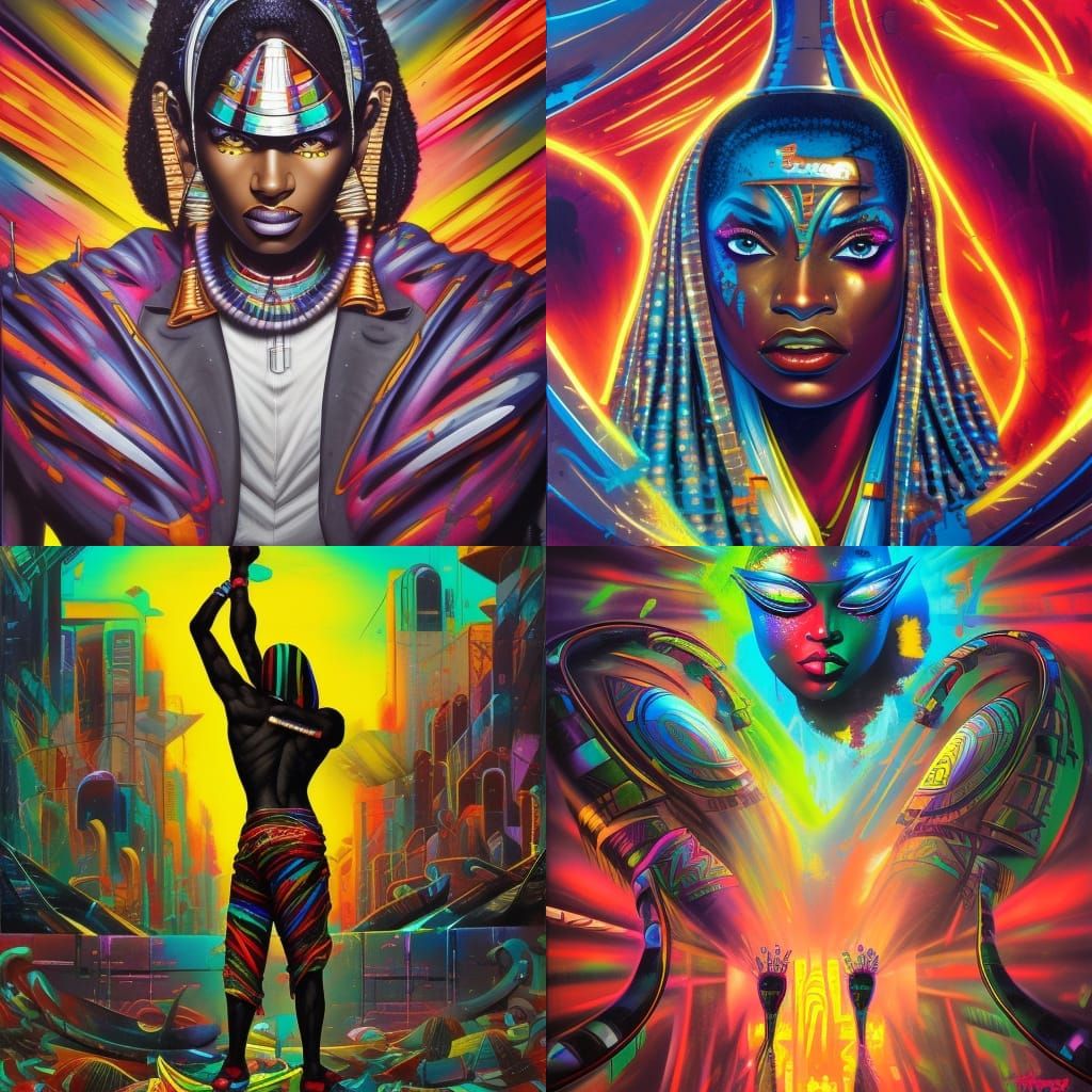 Futuristic Egyptian Gods Graffiti Art