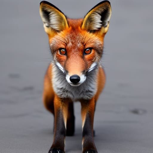 Intelligent Fox with Bronze Eyes: Detailed Matte Painting