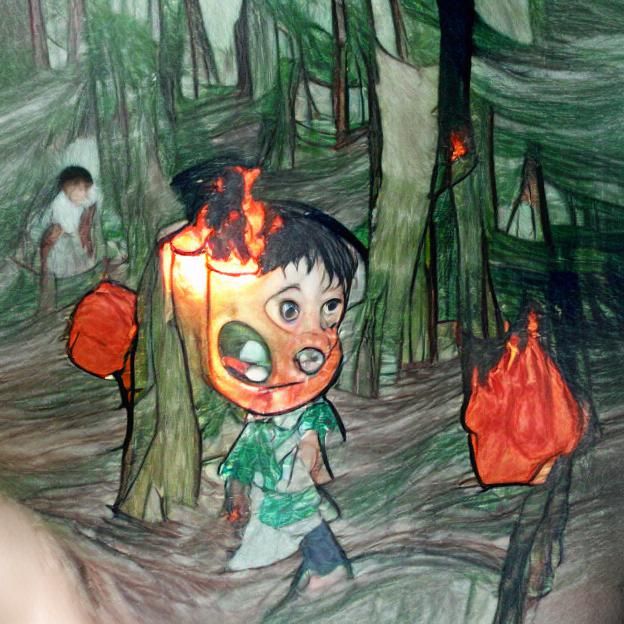 Child with Lantern Ignites Forest Fire