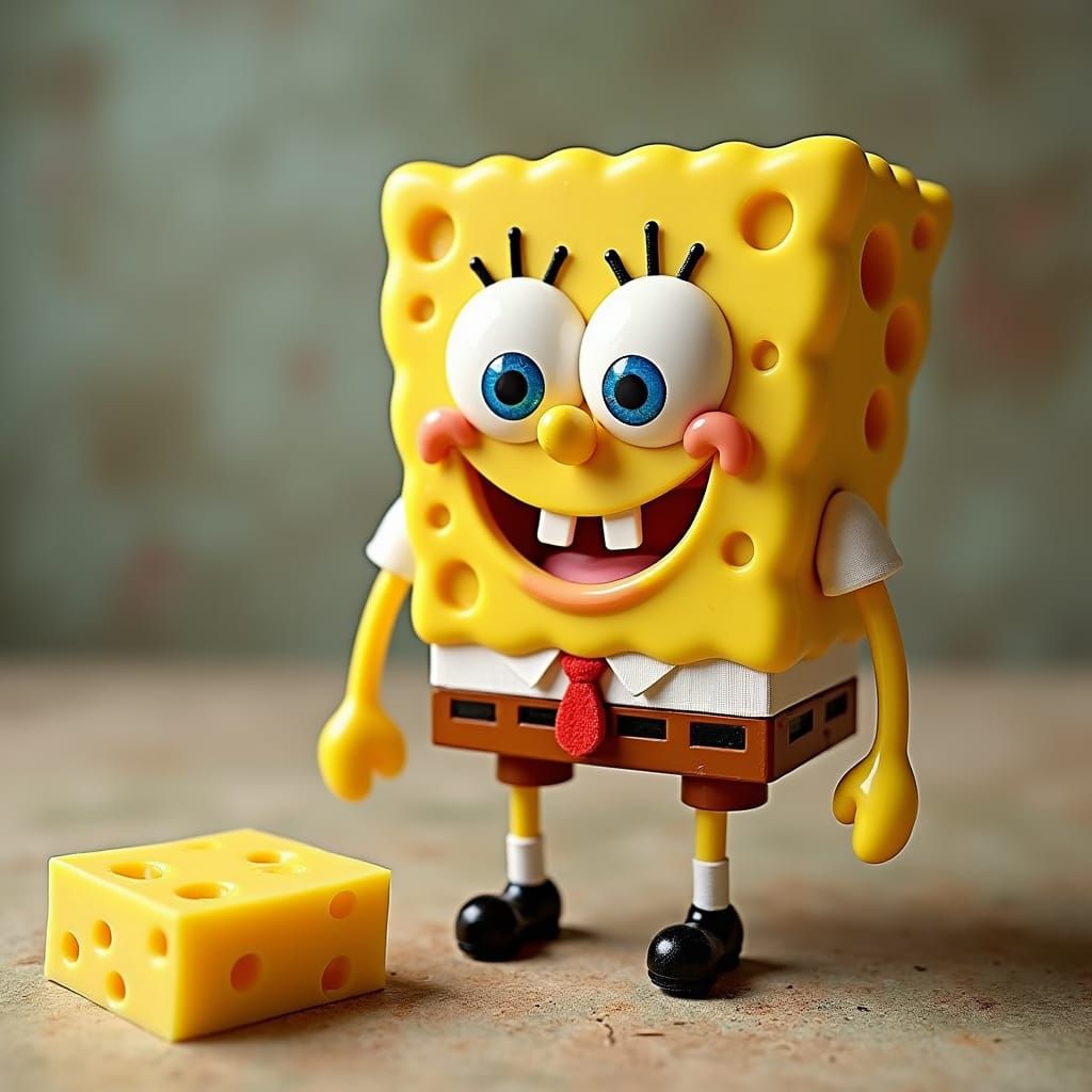 SpongeBob Sculpture Made of Swiss Cheese