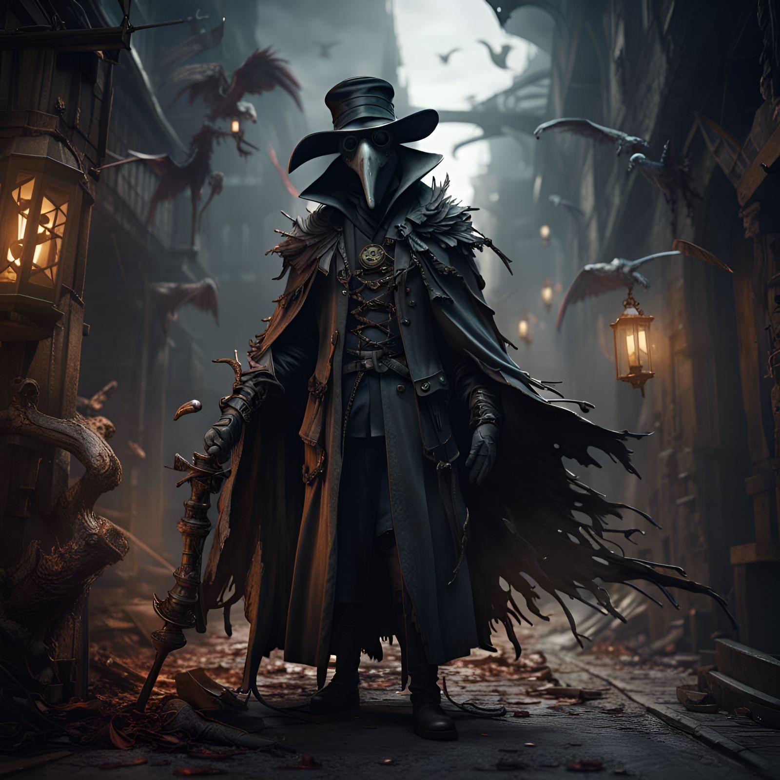 Fantastical Plague Doctor in Detailed Matte Painting