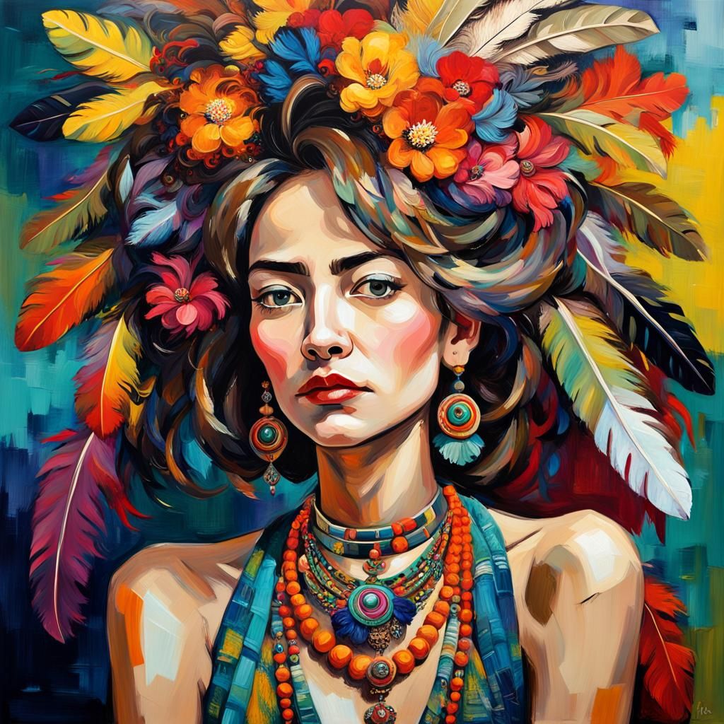 Expressionist Portrait of Woman in Artist's Studio