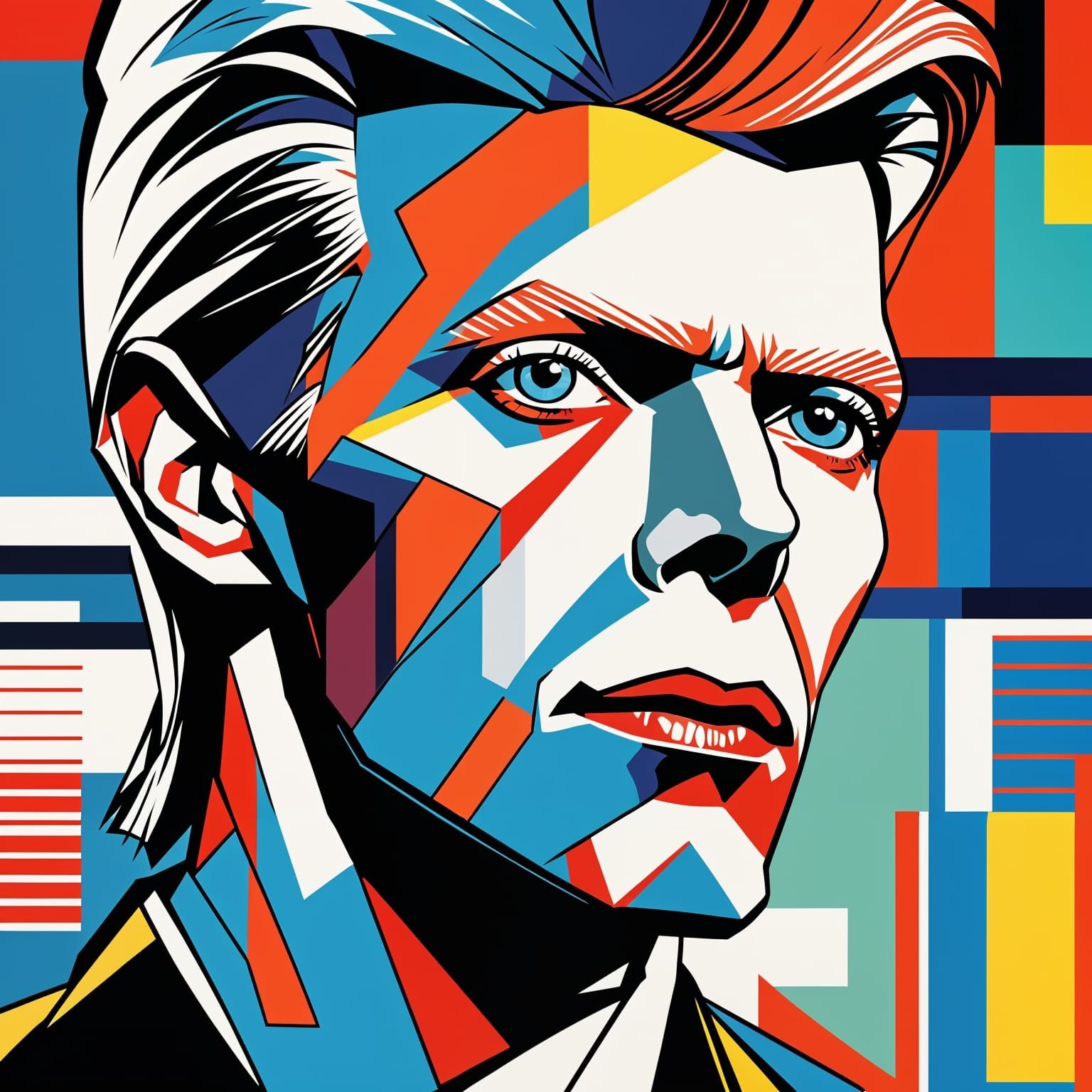 Colorful David Bowie Pop Art Portrait in Vector Style