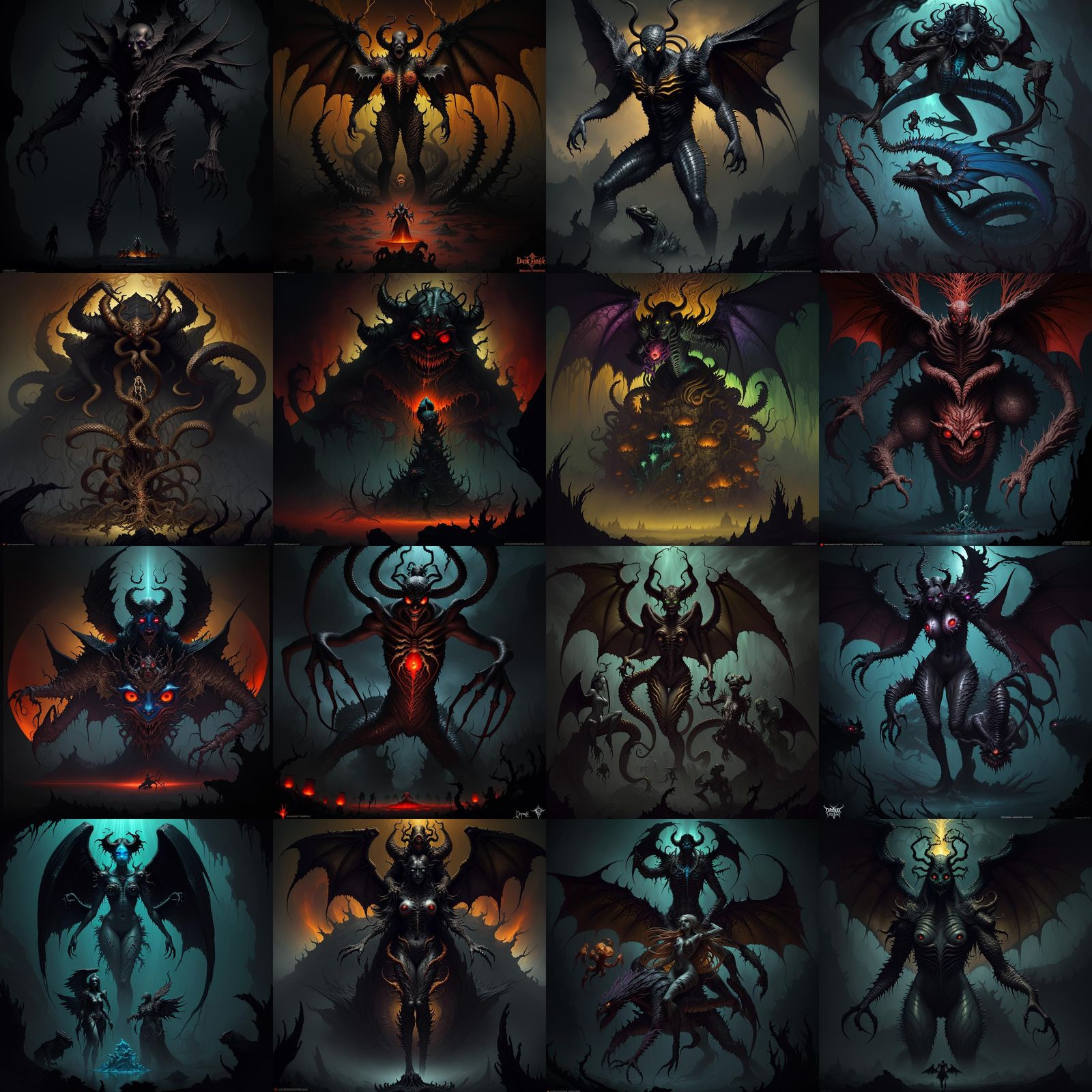 Dark Fantasy Hybrid Monster Reigns Over Hellish Coral Reef C...