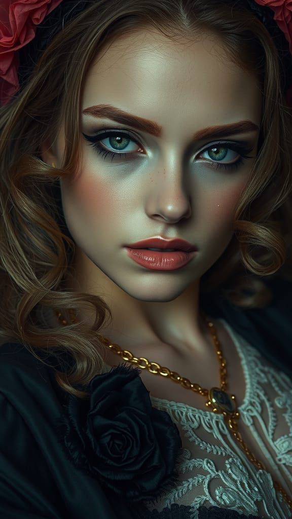 Majestic Fantasy Lady in Whimsical Landscape