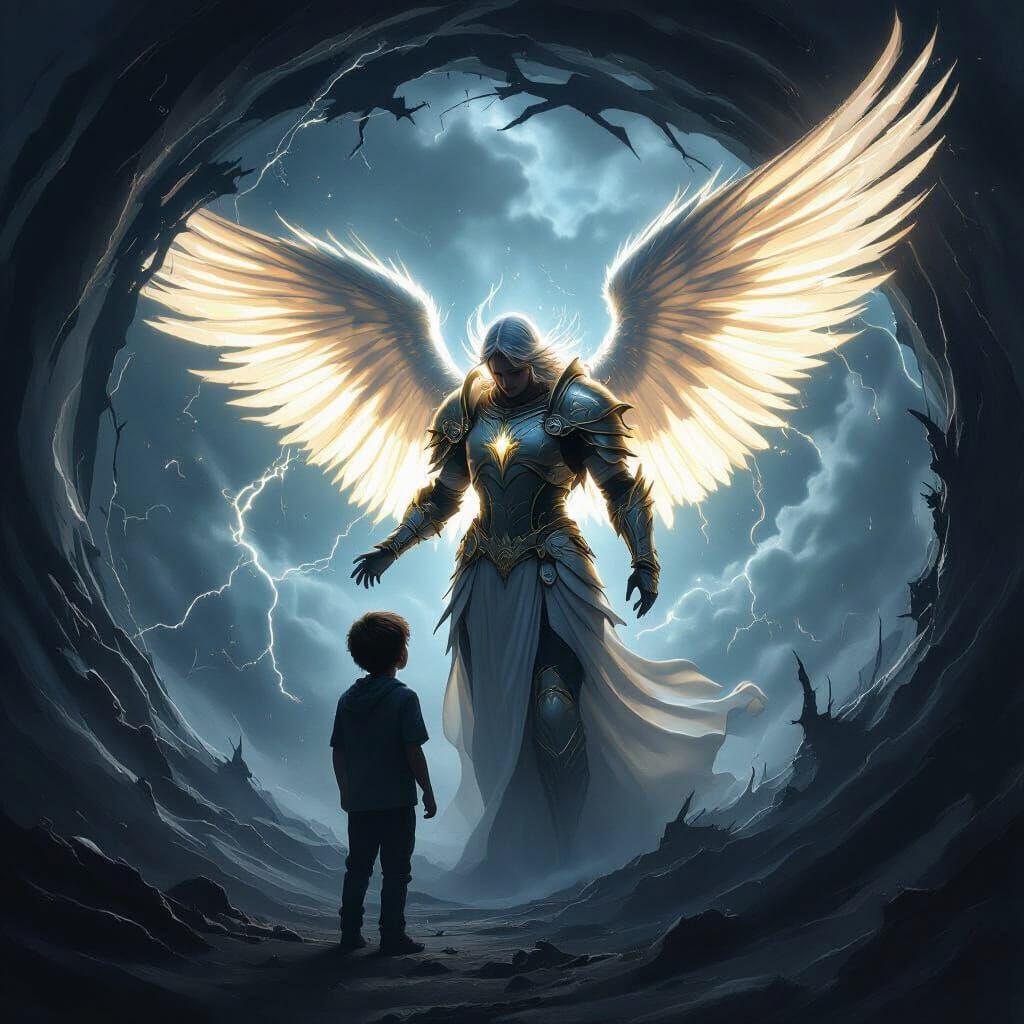 Guardian Angel Shields Boy From Shadow Vortex