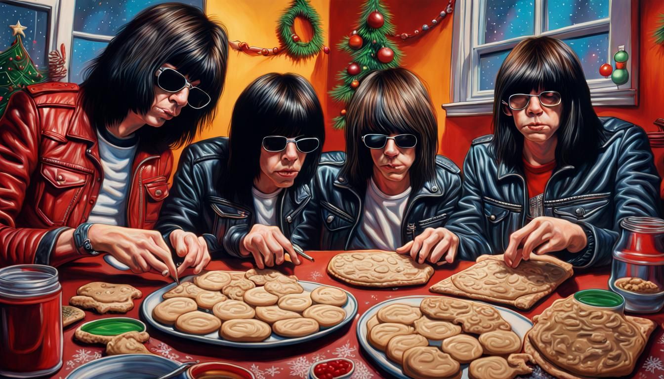 The Ramones Baking Christmas Cookies: Hyperrealistic Art